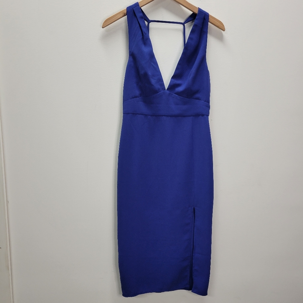 Lulus Idina Royal Blue Backless Bodycon Midi Dress Size Small